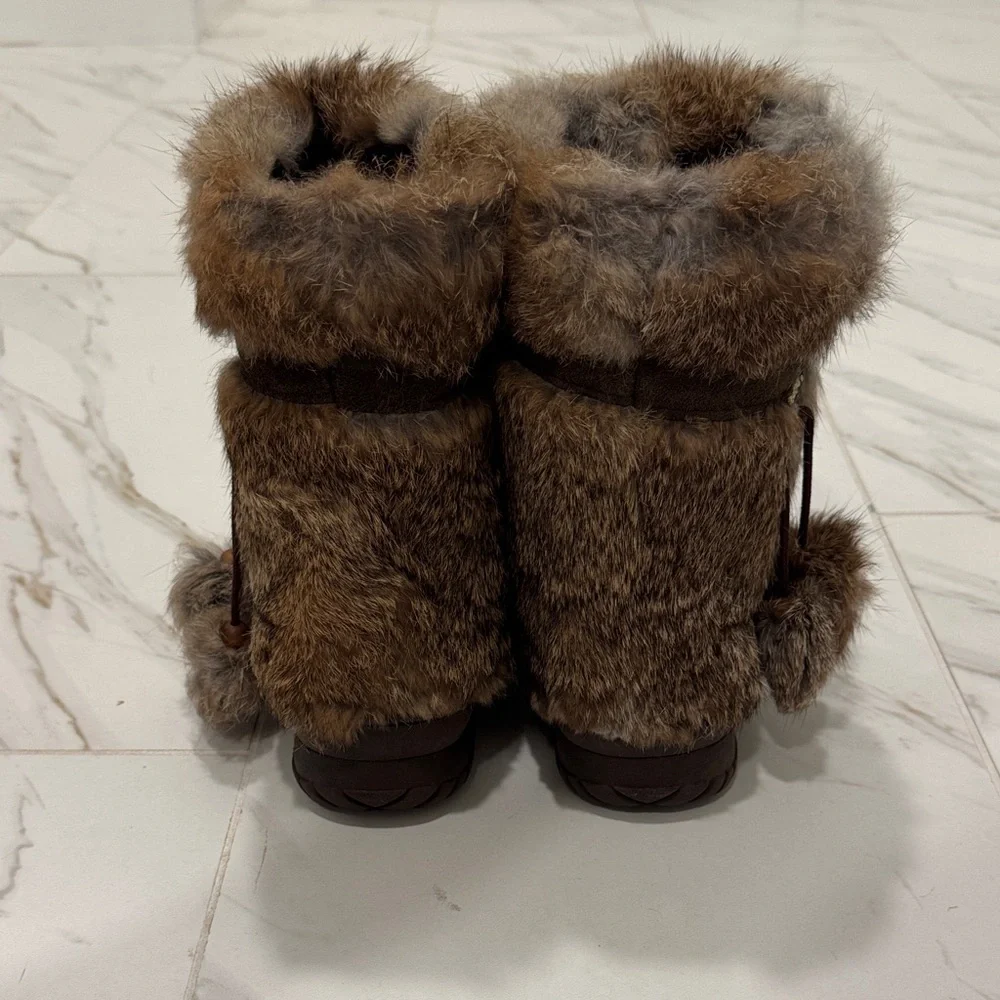 BearPaw Brown Faux Fur Boots size 7 - Picture 4 of 7